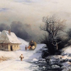 Little Russian Ox Cart in Winter